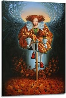 Michael Cheval Surrealism Artwork On The Wings of Fall Poster Canvas Painting Print Wall Art Modern Classroom Kitchen Bedroom Room Aesthetics Decor (Framed,24x36inch)