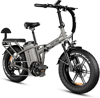 Rattan LM/LF Ultra Electric Bike, 40.5Ah Battery, 60-120Miles, Folding Electric Bike, 33MPH Foldable Ebikes, Hydraulic Brakes, 20" X 4.0 Tire Ebike, 2 Seater