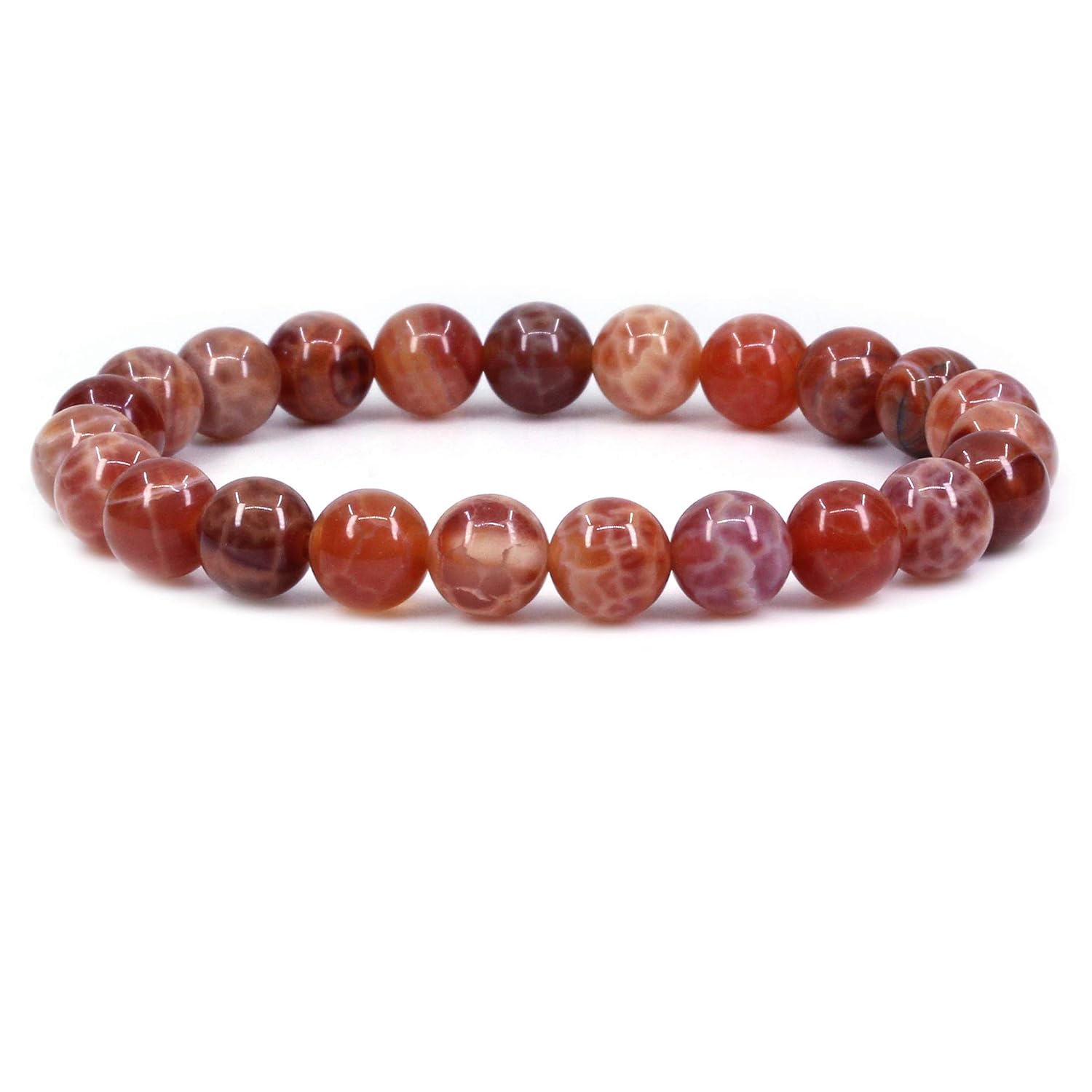Keleny Gem Semi Precious Gemstones 8mm Natural Quartzite Stone Round Beads Crystal Stretch Bracelet 7 Inch Unisex