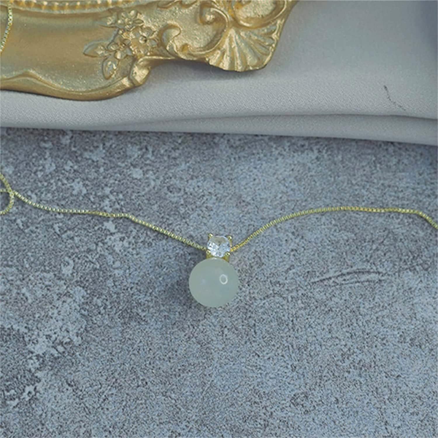 Natural Hetian Jade & Zircon Necklaces Earrings Ring for Women, Dainty Green Jade Charm Pendant Jewelry Gift for Mom Lover Her, Anniversary Gift Birthday Gift Christmas Gift
