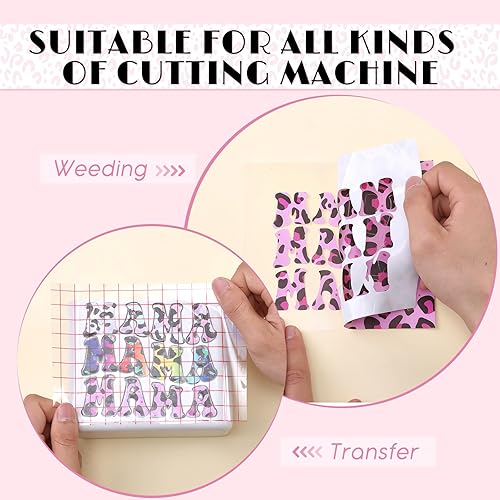 Miniatura 11 de Tintnut Vinilo permanente – 10 hojas de 12 x 10 pulgadas, hojas de vinilo adhesivo permanente de leopardo arcoíris, vinilo adhesivo permanente