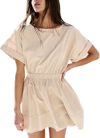 Women's Summer Babydoll Mini Dress - Flowy Puff Sleeve Tunic With Buttons, Tiered Hem, And Pockets - View #6