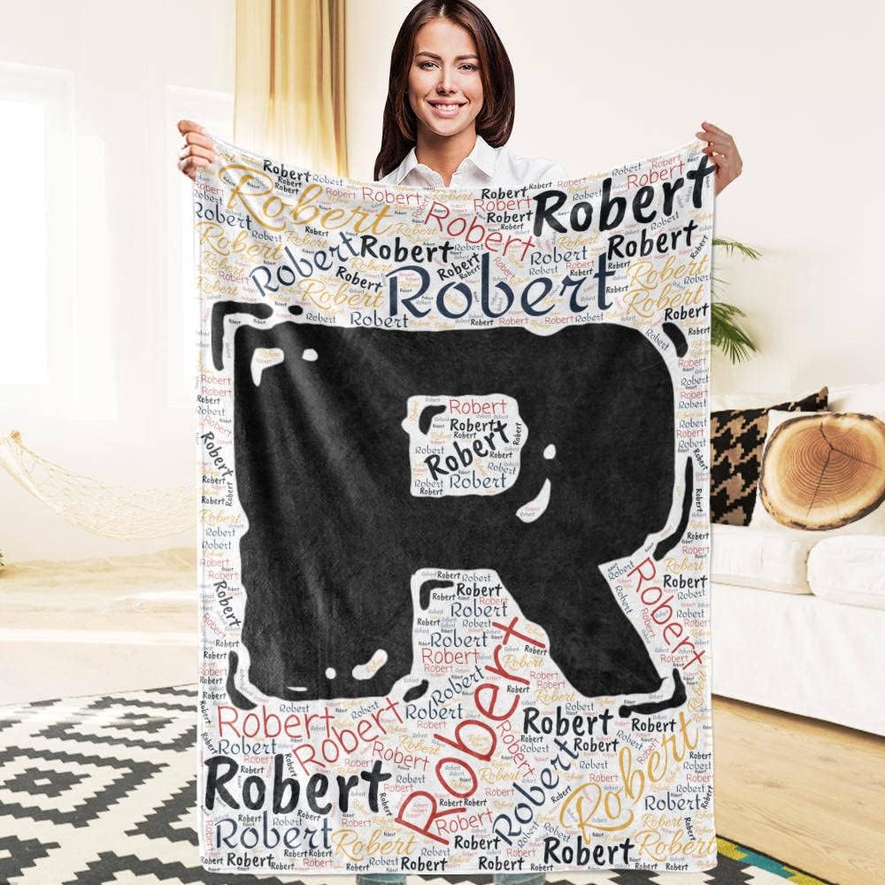 VEELU Personalized Name Blanket for Adults Kids, Customized Blankets with Name Custom Monogram Throw Blankets for Kids Toddler - 60" x 80"