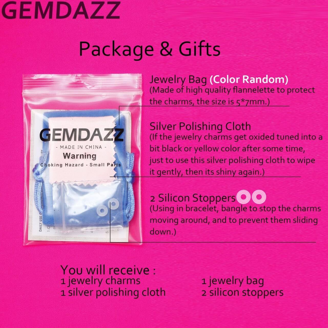 GEMDAZZ Sparkling Puppy Paw Print Charms in 925 Sterling Silver, Pave Dog Pawprint CZ Round Beads and Always in My Heart Charms, Gift for Animal Lover, fit European Women Bracelet/Necklace - Image 8