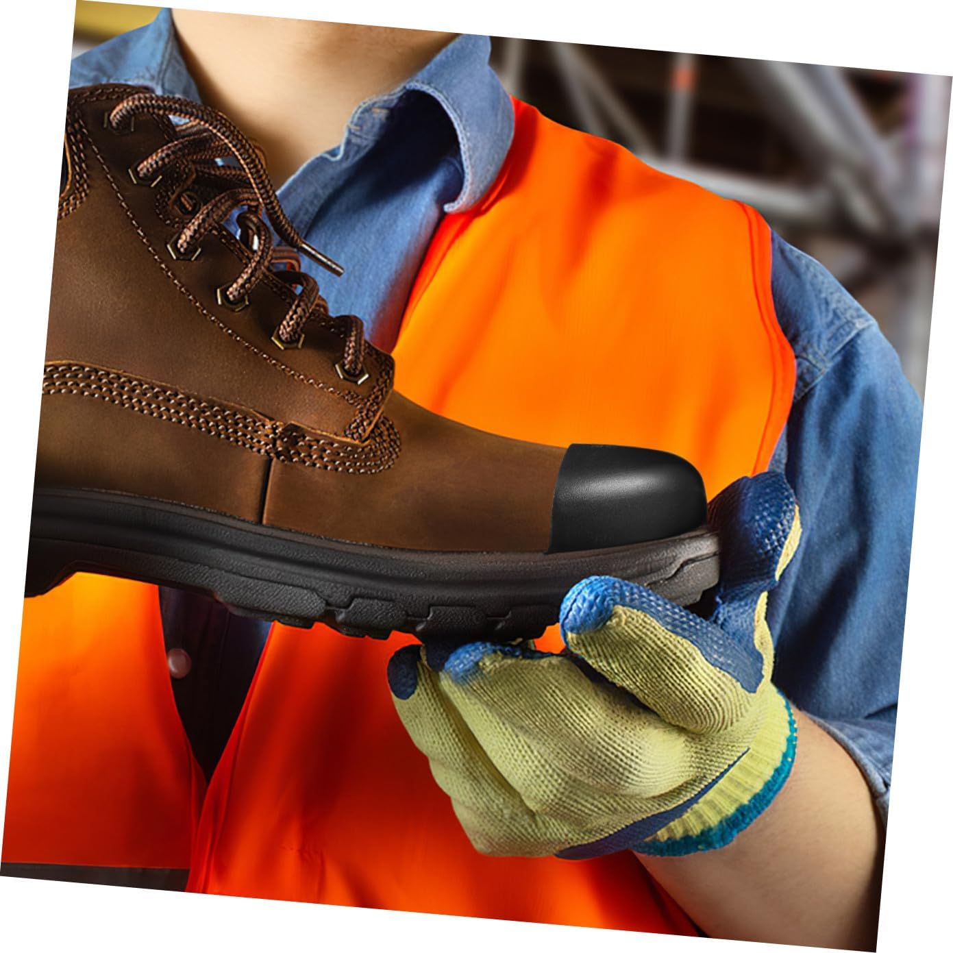 DOITOOL 8pairs Toe Covers for Work Shoes Safety Guards for Men Protectors for Warehouse Construction Prevent Accidental Smash and Punctures