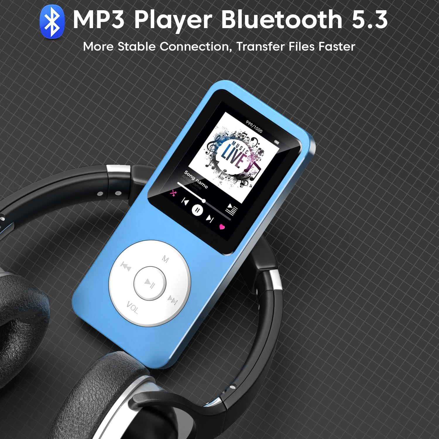 Sounce 16GB Mini MP3 Music Player with Bluetooth 5.4, HiFi Lossless Audio, Video Playback, Voice Recording, FM Radio, E-Book Reader & Built-in Speaker | Expandable Up to 128GB (Blue) — Amazon image 3