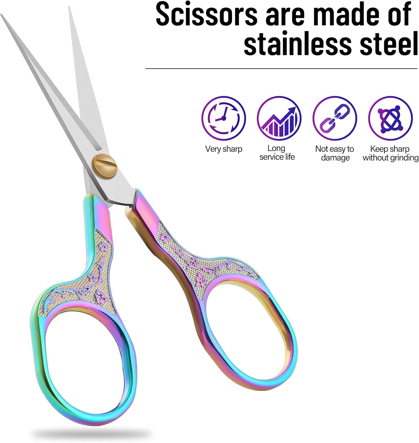 Fancy embroidery scissors-Glexal 5 Inch Vintage Precision Scissors-2 pack,Ultra Sharp Blade Shears,scotch scissors for Office Home School Sewing Fabric Craft Hair trimming,Facial,Beard,Eyebrow,Eyelash : Arts, Crafts & Sewing