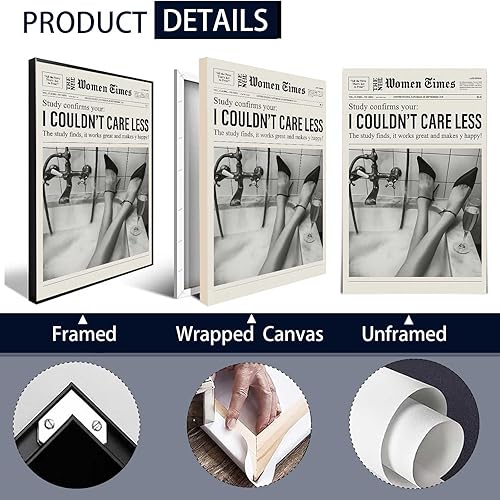 Miniatura 2 de Lienzo decorativo de periódico en blanco y negro, arte de pared retro en blanco y negro, póster de decoración de carrito de bar, impresiones