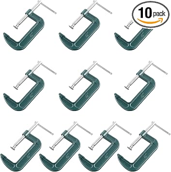LEXININ 10 Pcs 4 Inch C Clamp, G Clamp 100mm Jaw Opening for Woodworking Welding Building, Green