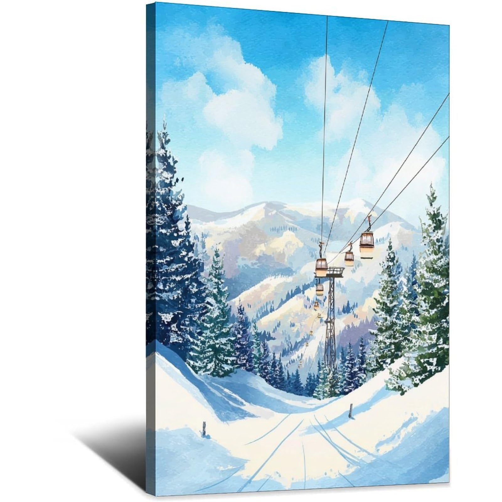 iPuzou Vail Ski Poster 24x36inch(60x90cm) Vintage Watercolor Canvas Art