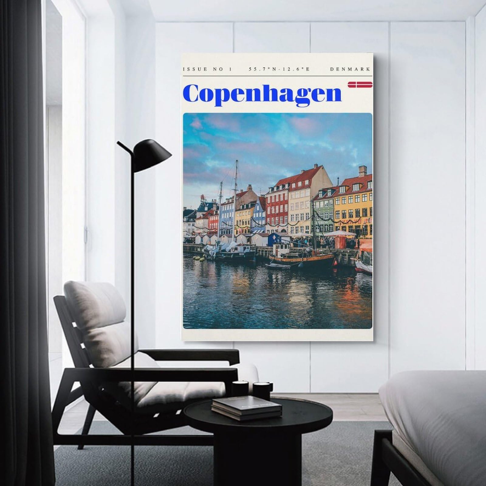 Junmoney Unframe-Style-2-2 Decorative Wall Artwork Copenhagen Denmark Travel Art, 24X36inch(60X90cm), For Corridors, Hallways Or Apartment Entries, Wall Decor To Refresh Empty Corners