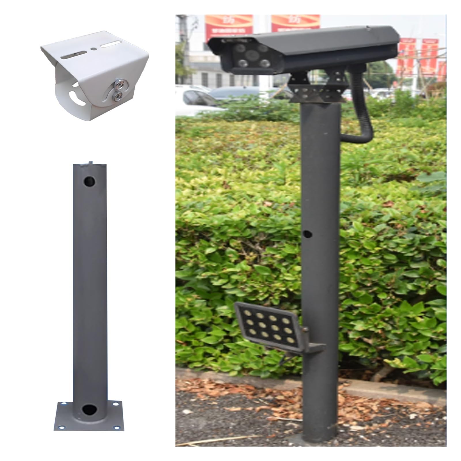 CCTV-Stange für Überwachungskameras, wetterfest, rostfreier Stahl, verstellbarer Winkel, 1,2 m Höhe, Überwachungspfosten für den Außenbereich