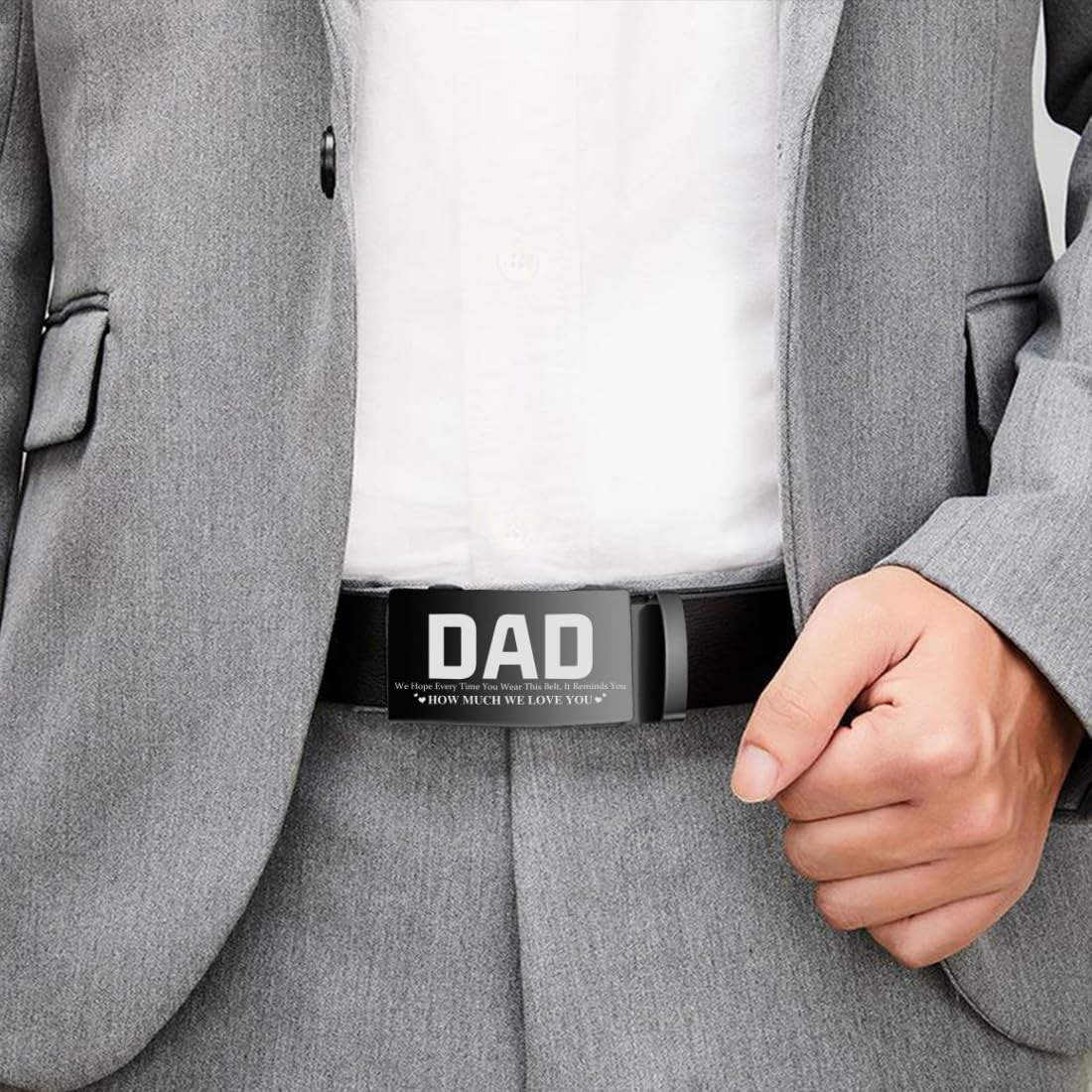 Personalized Ratchet Leather Belt Reminder We Love You for Dad Custom Name Monogram PU Leather Gift for Dad Husband