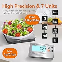 Vista 4 de Báscula de alimentos inalámbrica separada, 33 libras, báscula digital de cocina dividida, peso gramos y onzas para hornear, cocinar y preparar