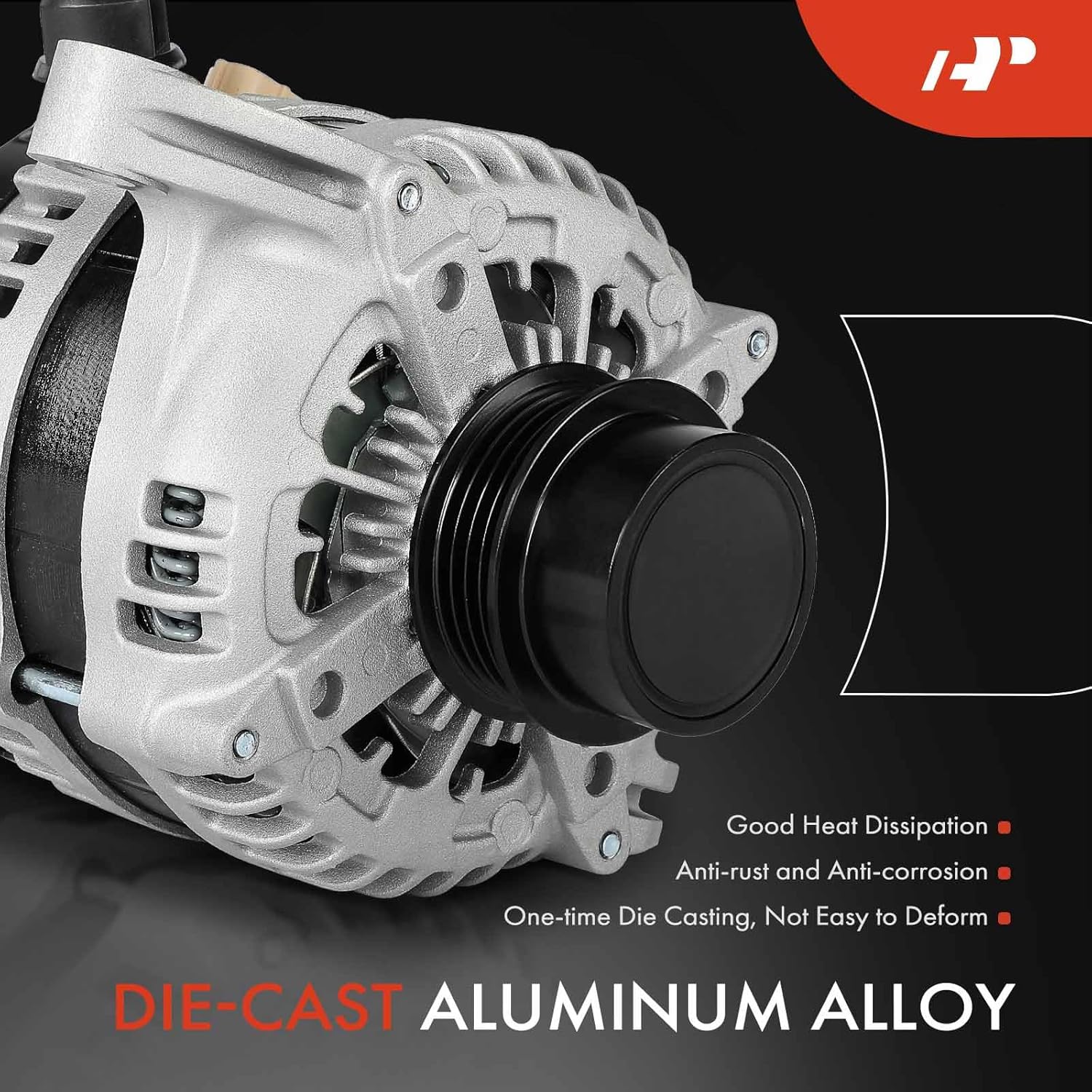 A-Premium Alternator Compatible with Ford Mustang 2015-2023 2.3L, RWD, 12V 200A 4-Groove Decoupler Pulley Clockwise, Replace# 1042106910, FR3T10300FA