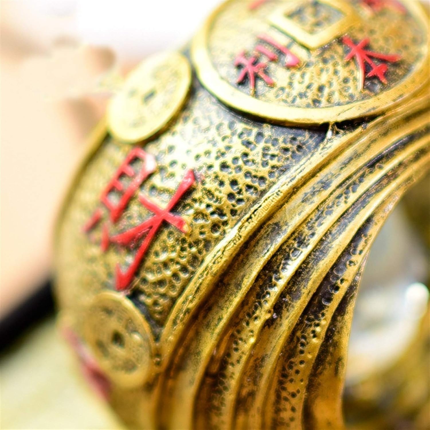 Tabletop Fountain 6.3" Indoor Water Fountain with Pump Copper Round Gold Coin Decoration Crystal Ball and Base Desktop Fountain Home Office Desktop Lucky Art Decoration, Resin Desktop Fountain