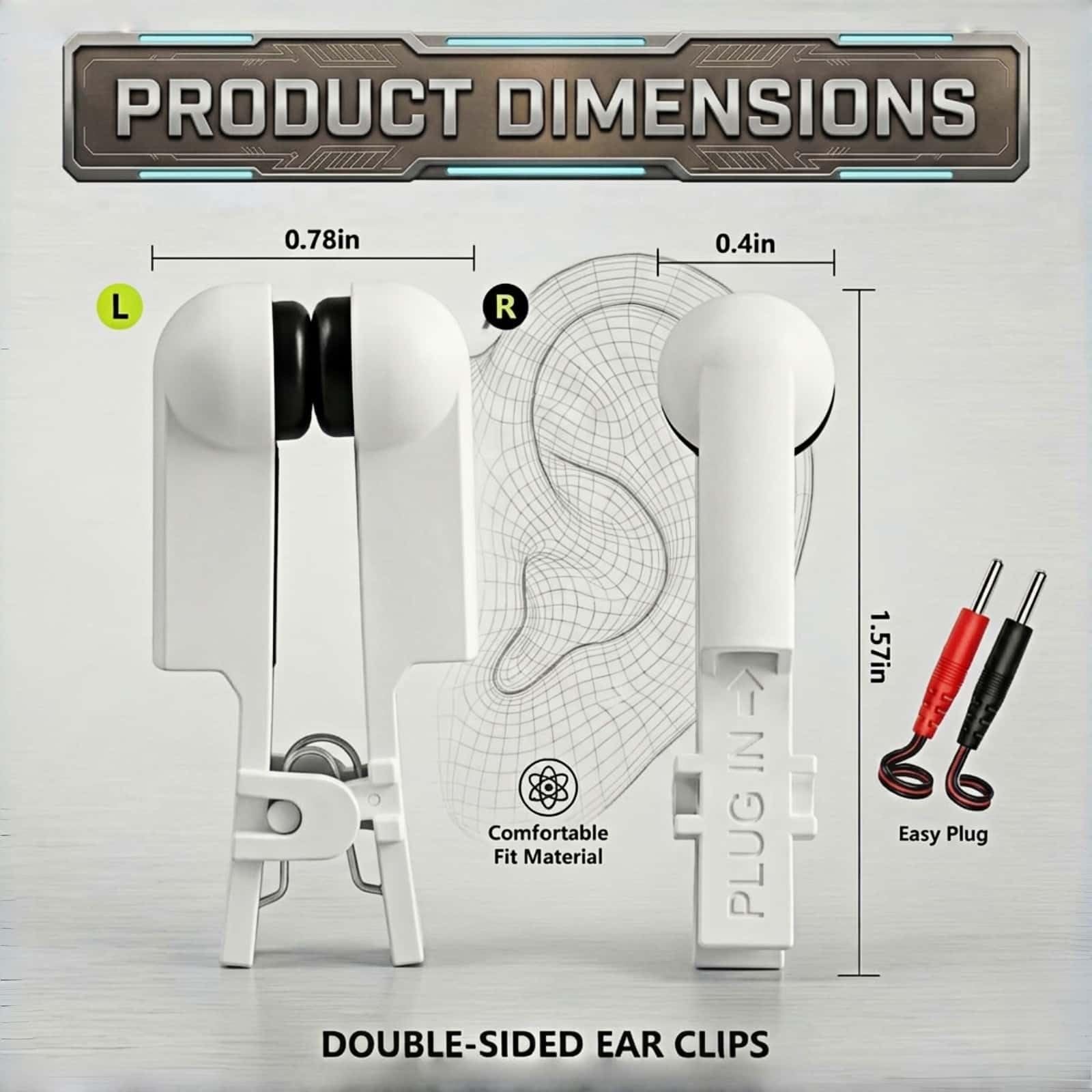 Ear Clips Electrodes Compatible for TENS 7000 & Stardard Tens Units — Amazon image 2