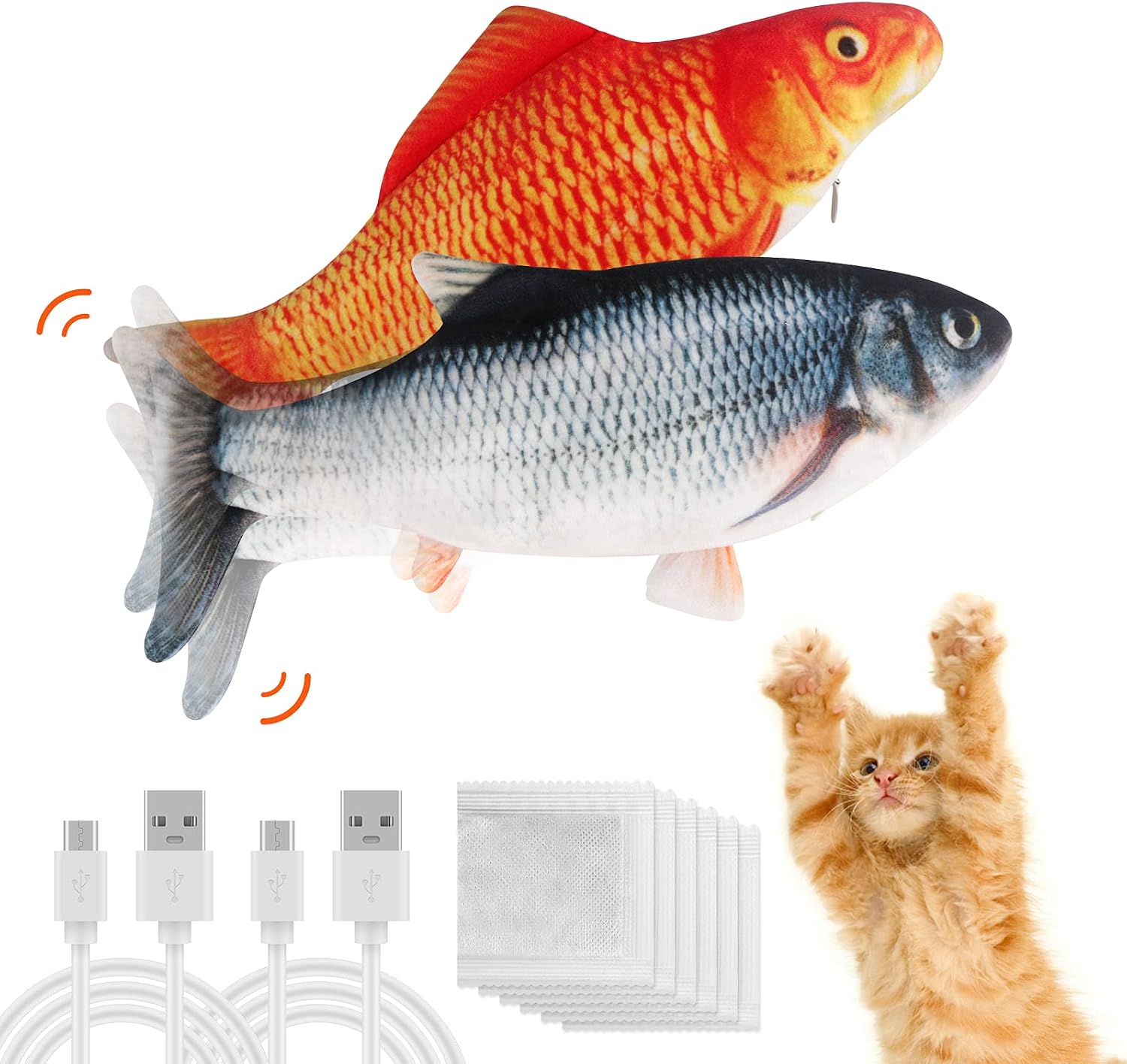 LOYY Cat Electric Flopping Fish Realistic Fish Moving Cat Vivid Moving Fish Toy Realistic Wiggle Fish Catnip Toys Interactive Cat Toys…