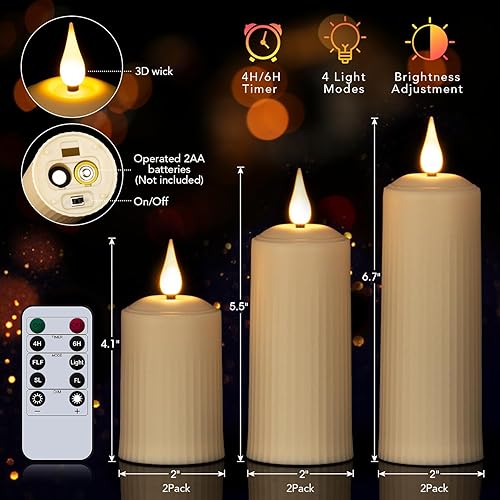 Miniatura 3 de Paquete de 6 velas sin llama que funcionan con pilas con temporizador y control remoto, velas parpadeantes falsas, velas LED eléctricas para