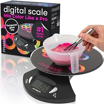 FRAMAR Hair Color Scale for Hair Salon - Digital Scale for Hair Color, for Kitchen, Food, Stylist, Easy to Clean, Accurate - Elegant Black