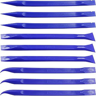 9Pcs Carbon Fiber Scraper Cleaning Tool Non-Scratch Plastic Multi-Purpose Stiff Scraper Pen-Shaped Scraper Tool for Paint, Stickers Label, Food, Tight Spaces, Crevices, Kitchen (Blue)