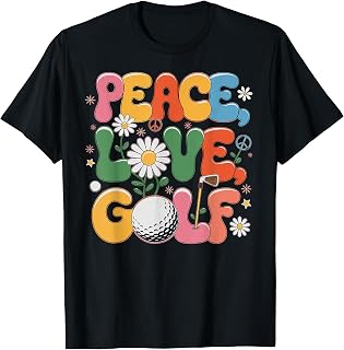Peace Love Golf 60s 70s Hippie Retro Golfer T-Shirt