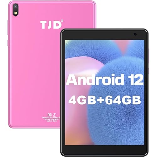 Android 12 Tablet 7.5 inch, Tablets Computer 64GB Storage 512GB Expandable, Quad-Core Processor, PS FHD 1440x1080 Resolution Display, Google GMS Certified Smart Tablet/WiFi (Pink)