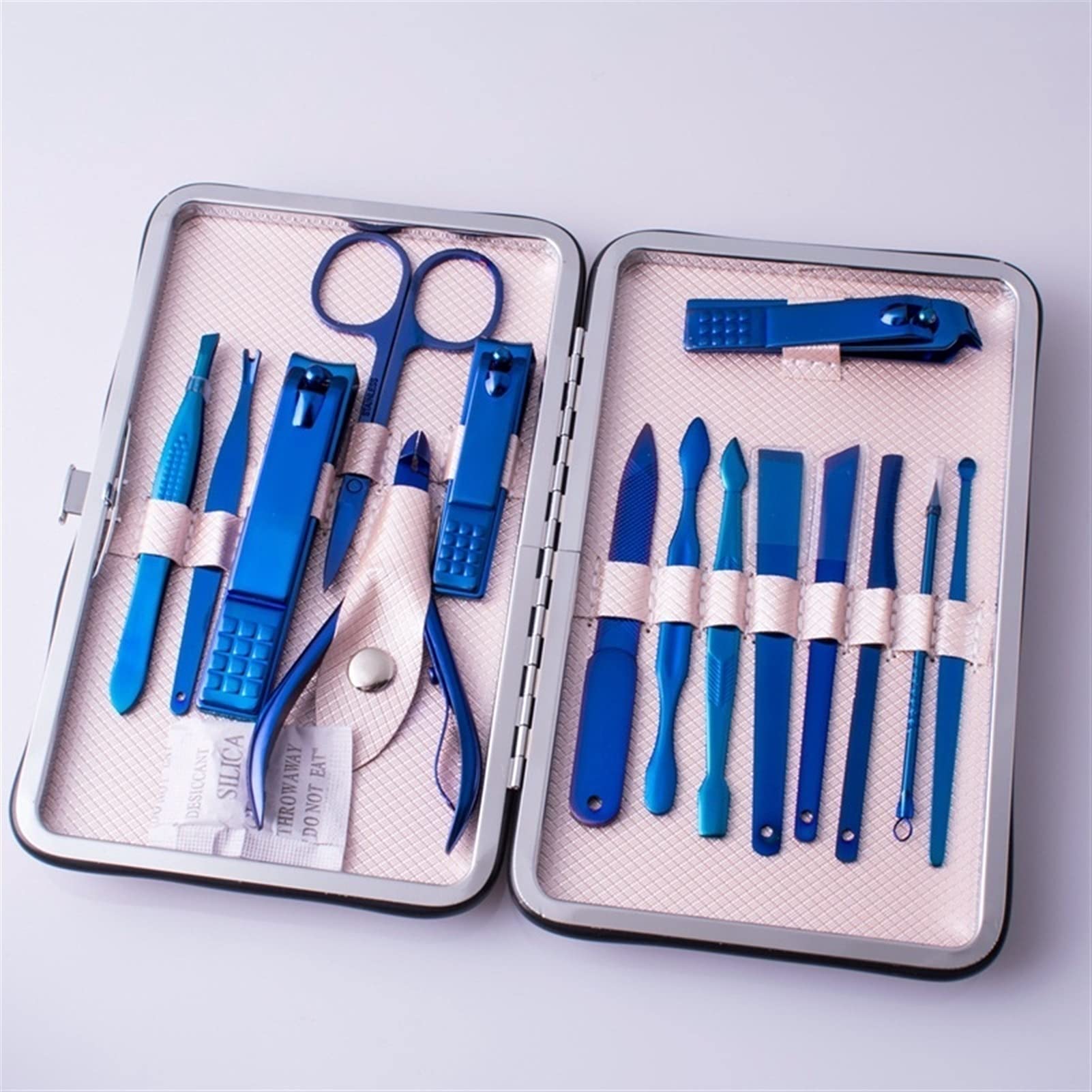Nagelknipser-Set 15 in 1 professionelle Pediküre Kit Edelstahl Maniküre Werkzeug Set Nagelschneider Nipper Schere Nagelhaut Schieber Nail Art Werkzeuge Nagelknipser-Kit(A)
