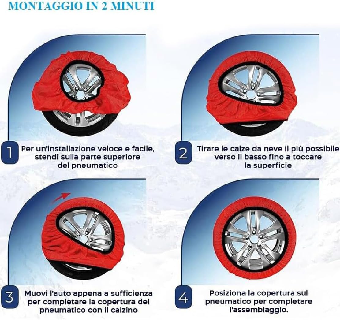 Calze Da Neve Per Auto - Taglia L, Omologate EN 16662-1, Alternative Catene, Guanti Inclusi - Foto 9