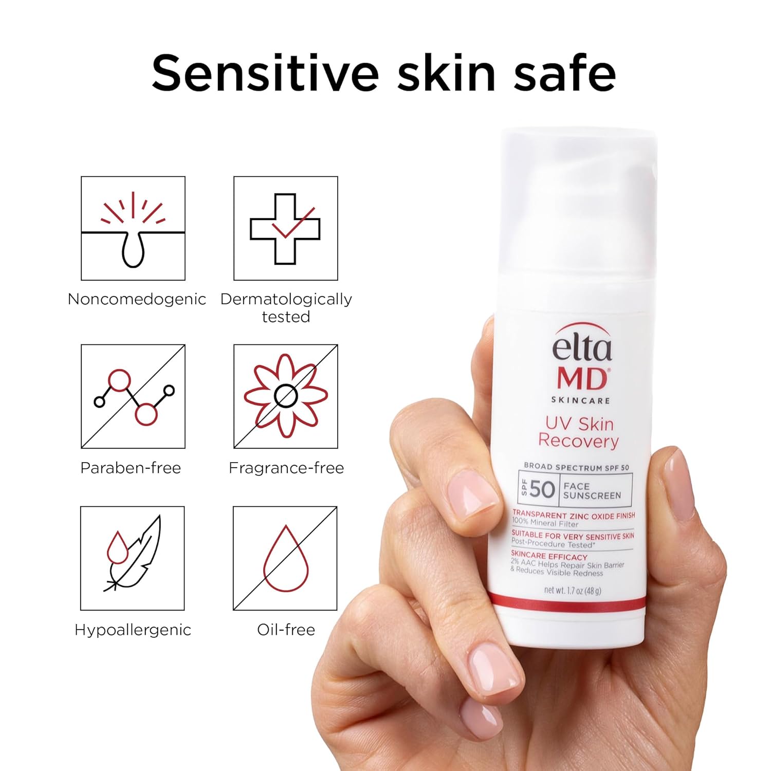 EltaMD UV Skin Recovery Face Sunscreen with Zinc Oxide, All Mineral, Safe for Sensitive Skin SPF 50 - Image 9