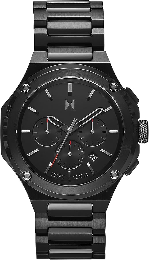 MVMT Orologio Uomo Cronografo Al Quarzo - Bracciale Acciaio Nero 46.5 Mm - Modello 28000149-D