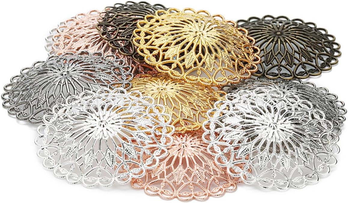 Operitacx 10pcs Hollow Round Flower Metal for DIY Jewelry and Clothing Accessories Elegant Golden Flower Decor for Fashion Crafts and Dress Embellishments