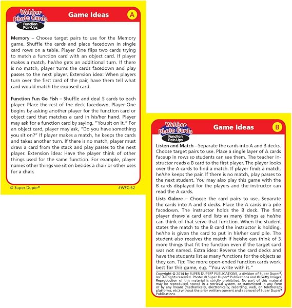 Super Duper Publications | Function Pair-Ups Photo Flash Cards | Identify and Describe Everyday Objects Fun Deck | Educational Learning Materials for Children