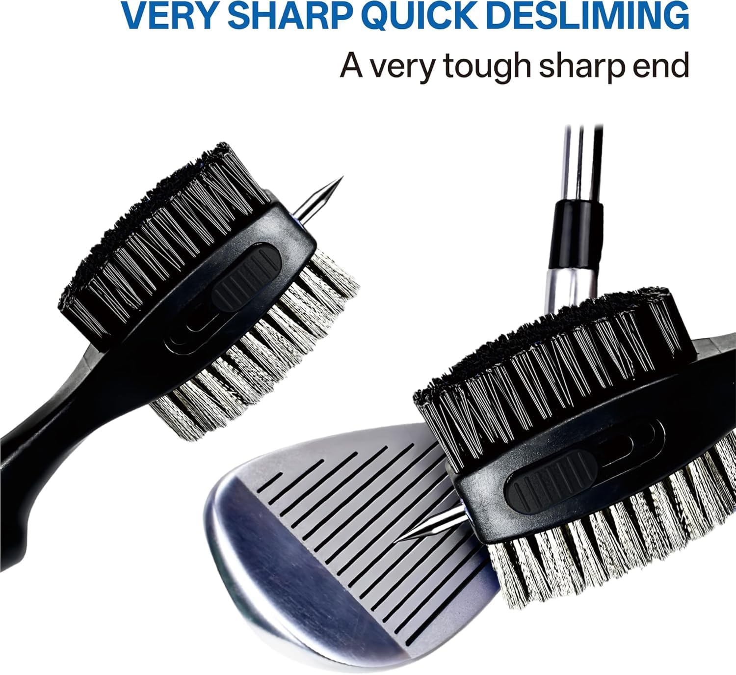 Hiker Dual-Sided Golf Club Brush, Golf Iron Cleaner Brush, Golf Club Cleaning Brush with Groove Cleaner, 24 inch Retractable Zipline Carabiner & Comfortable Rubber Grip Golf Accessories for Men