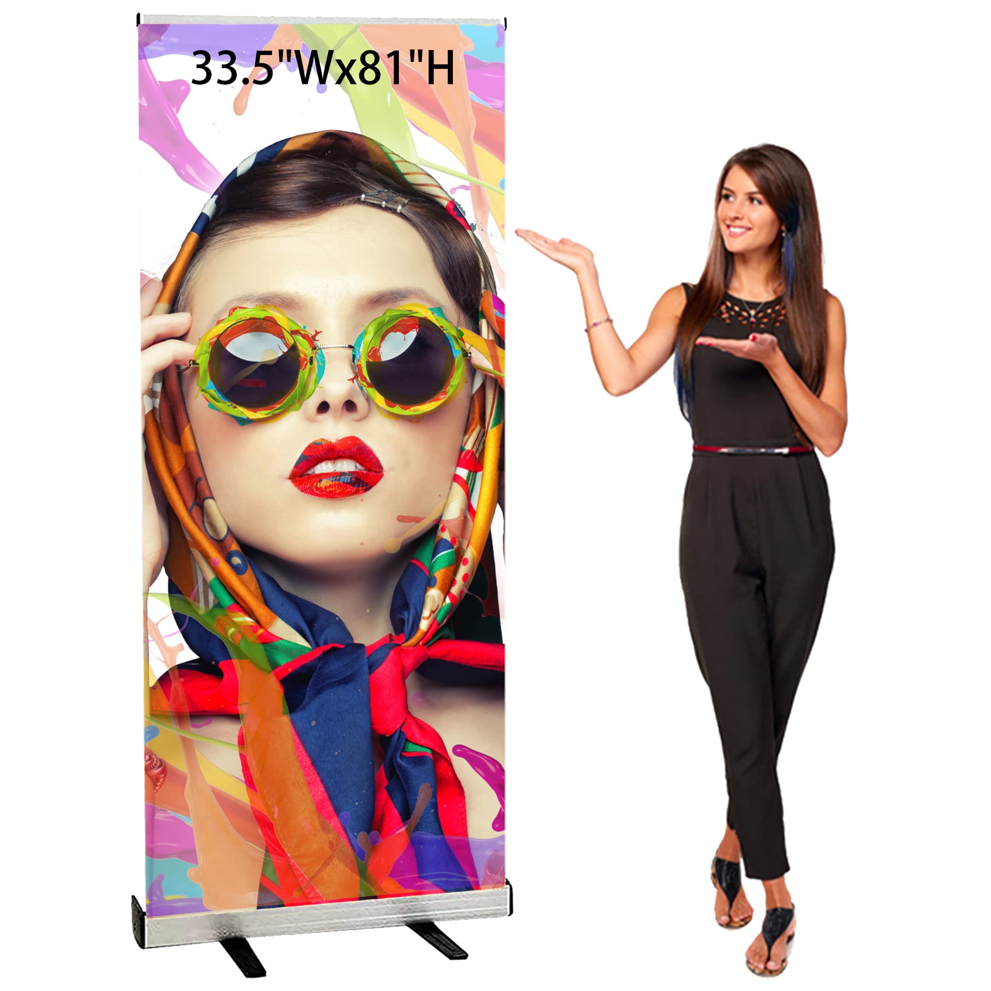 Amazon.com: Retractable Roll up Banner Stand 33.5''x 81'' Customized ...