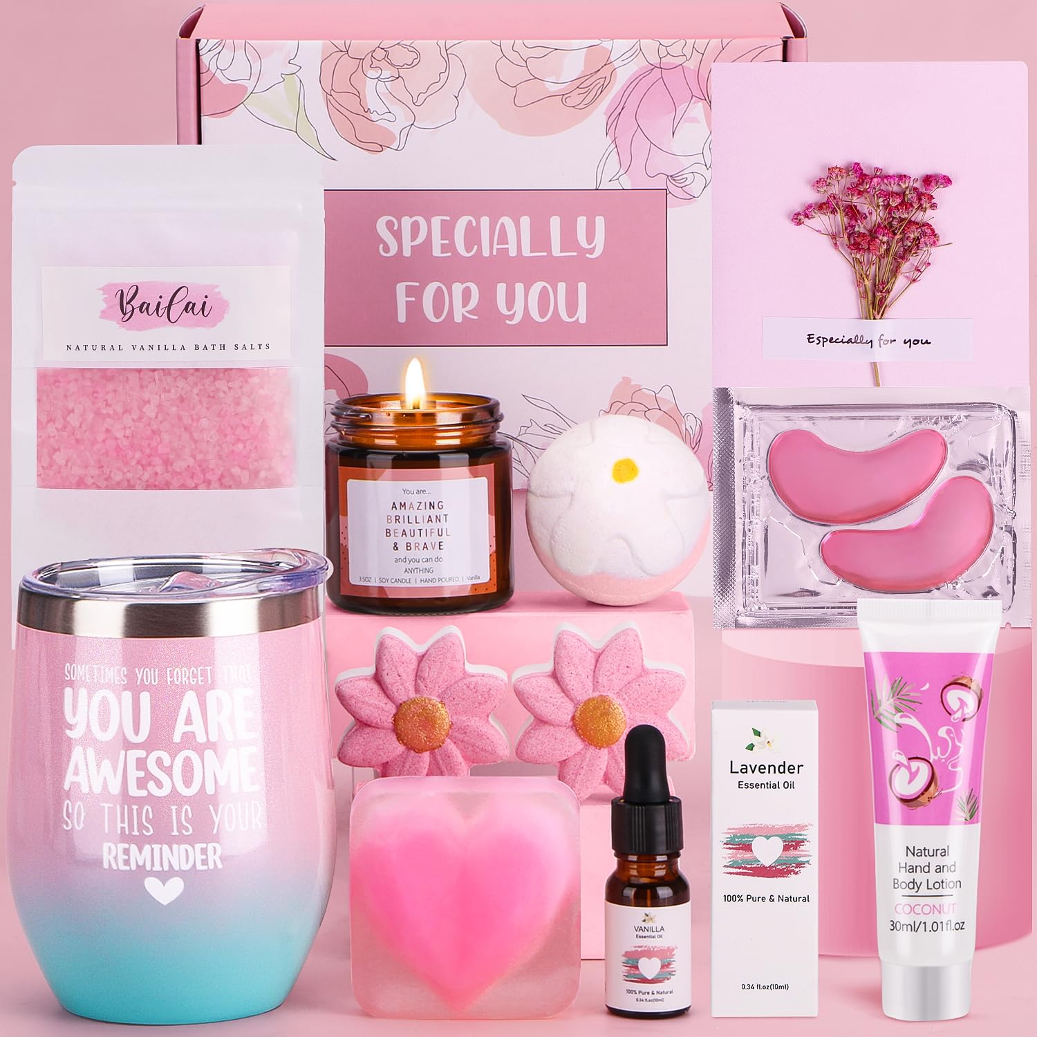 Vanilla&Coconut Pamper Gifts for Women, Unique Self Care package for Her Ladies Relaxation Spa Sets, Birthday Hamper Wellbeing Get Well Soon Gifts Ideas for Women Best Friend Bestie Sister Mum