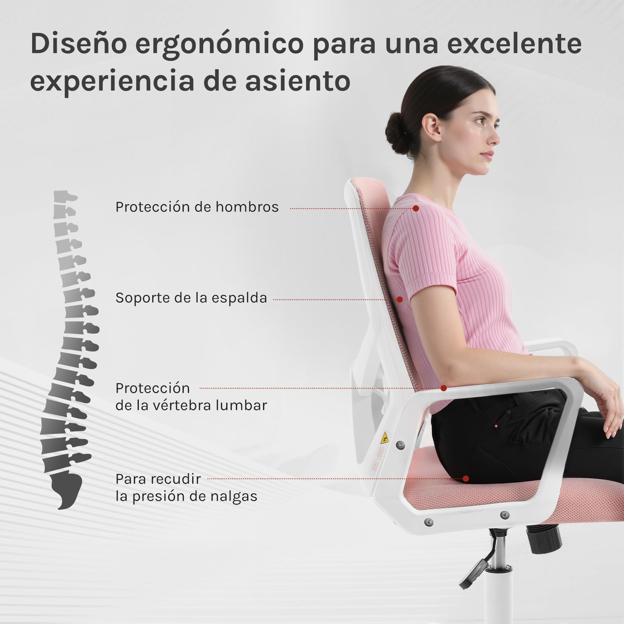 Silla Escritorio Ergonomica, Silla de Trabajo con Respaldo Ajustable y Reposabrazos, Regulable en Altura, Malla Transpirable, Azul