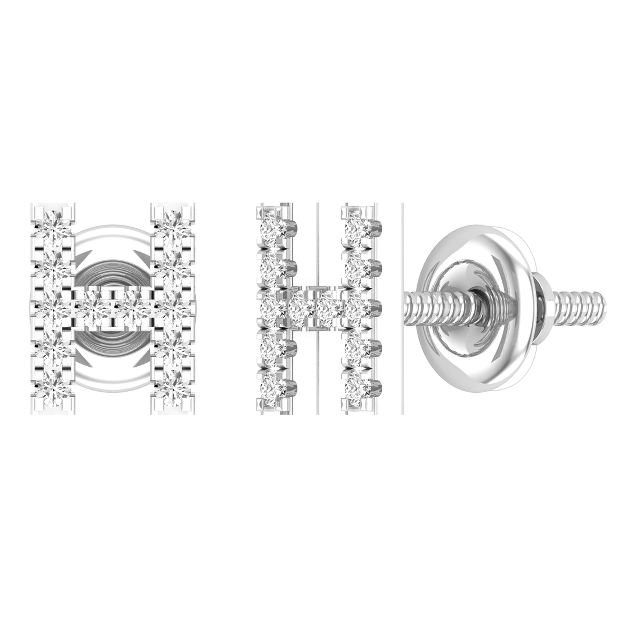 Dazzlingrock Collection - Pendientes de tuerca de 0,10 quilates (0,10 quilates (ctw), diseño de letra inicial de alfabeto blanco, 1/10 quilates, disponible en oro de 10 K/14 K/18 K y plata de ley 925