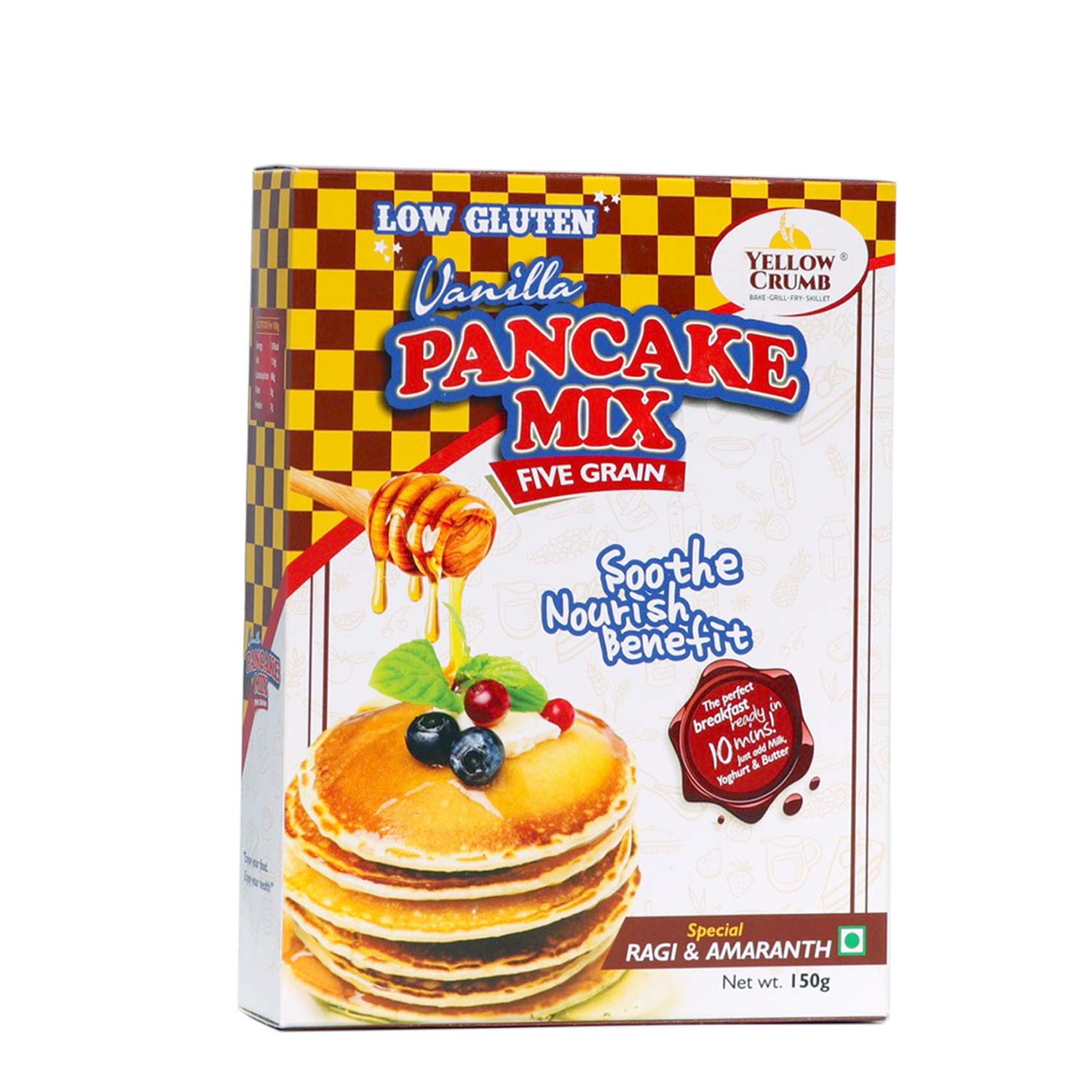 YELLOW CRUMB - Five Grain Vanilla Pancake Mix - High Fibre High Protein (150g)