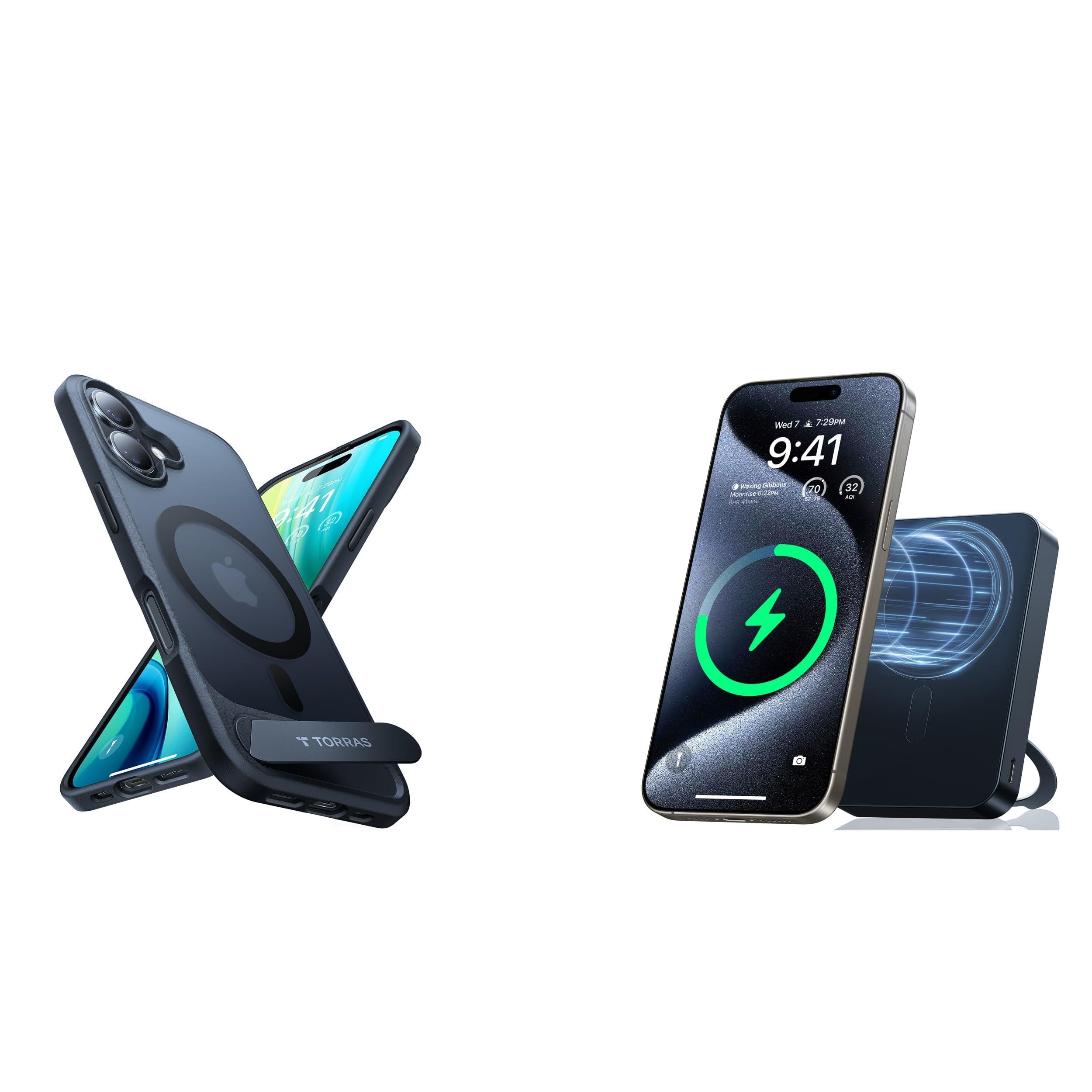 TORRAS Ostand 10,000mAh QI2 Magnetic Battery Pack with Stand & Magnetic Case — Buy Together to Save 15%