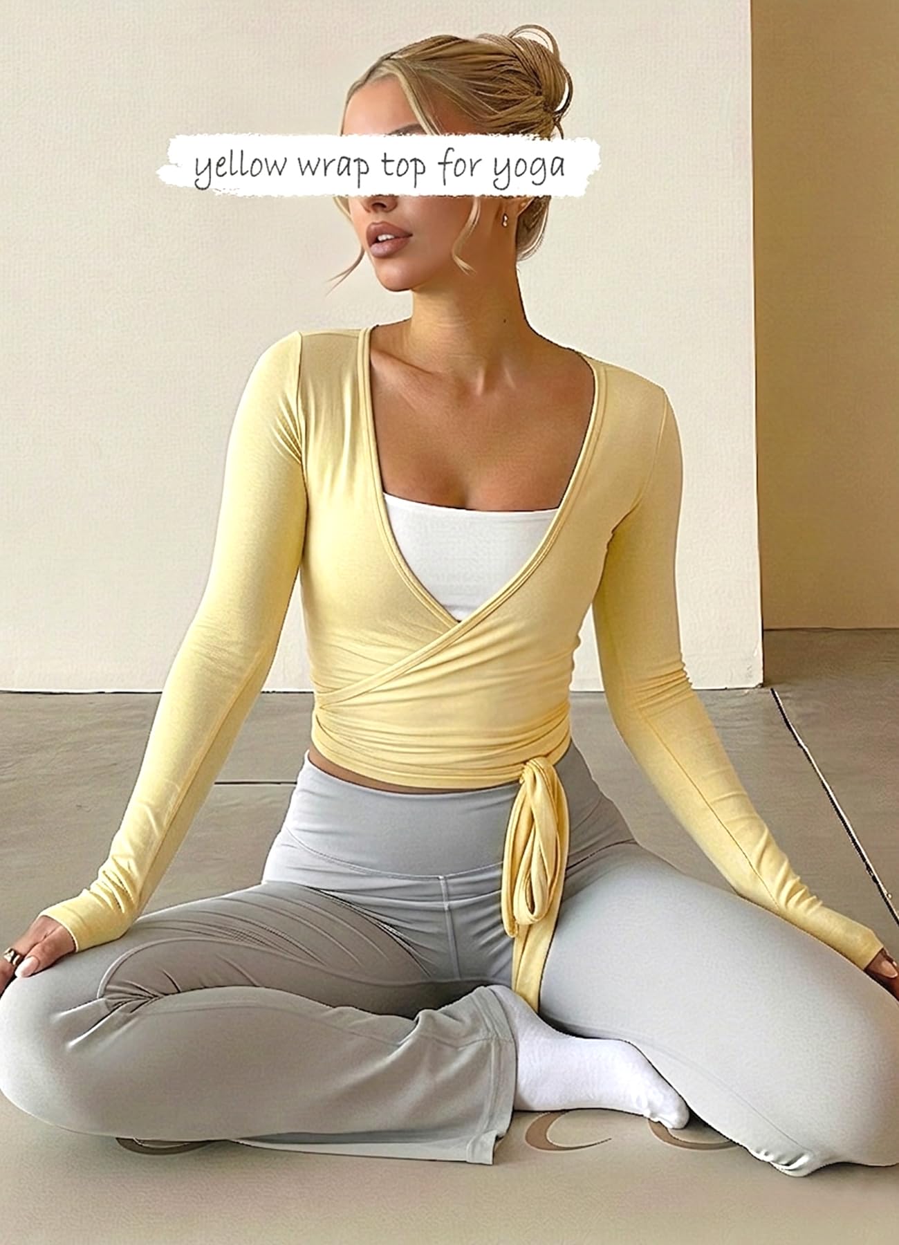 Navneet Camiseta envolvente para mujer, para deporte, yoga, manga larga, ajustada, Y2K, pilates, ballet, tops, bolero, ropa de otoño