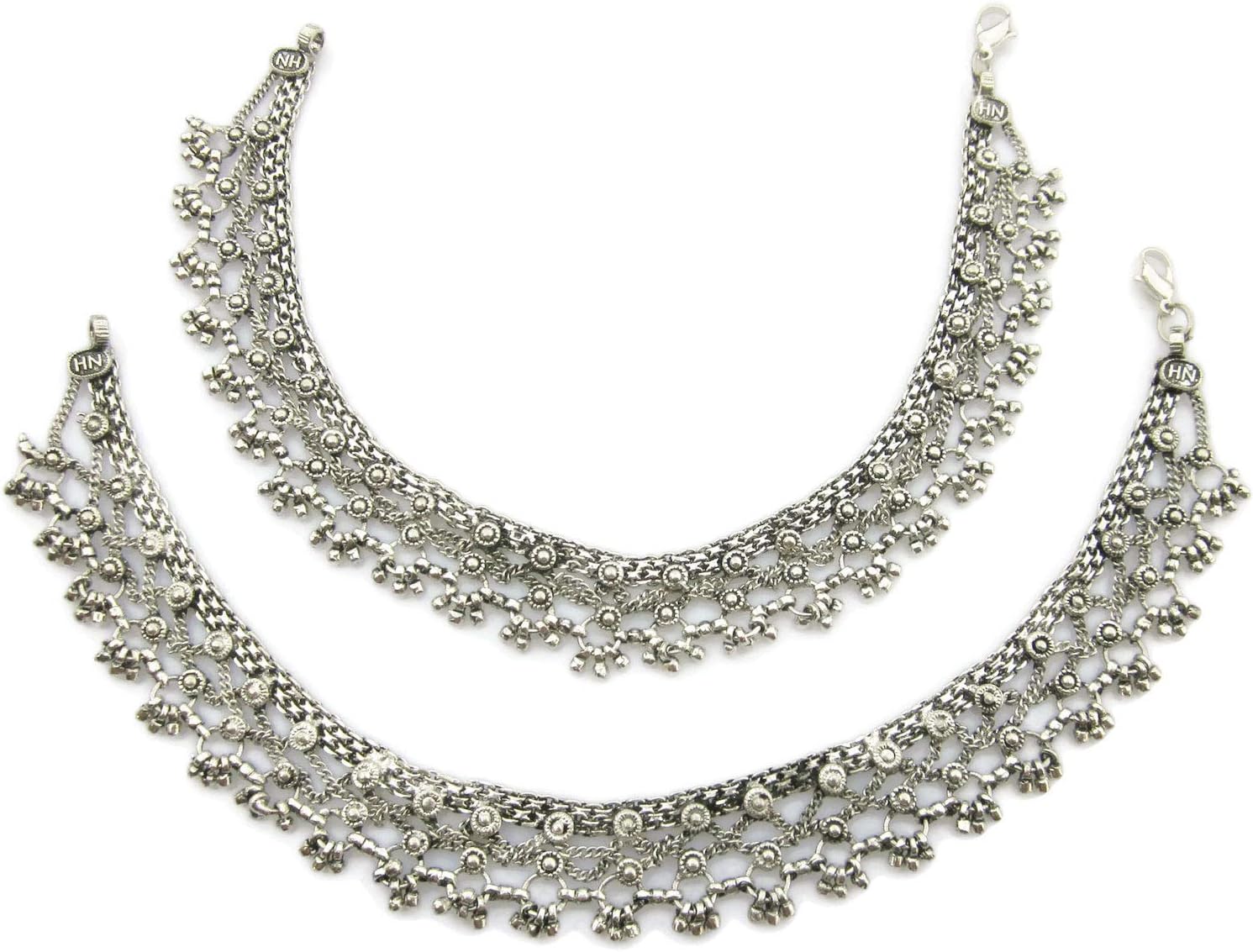 Boho Anklets Barefoot Sandals - Ankle Bracelet Jewelry Pair - Handmade Fine Soldered - Retro Vintage Ethnic Gypsy Hippie Tribal Bohemian Festival Fashion Womens Novelty Accessories - Gift