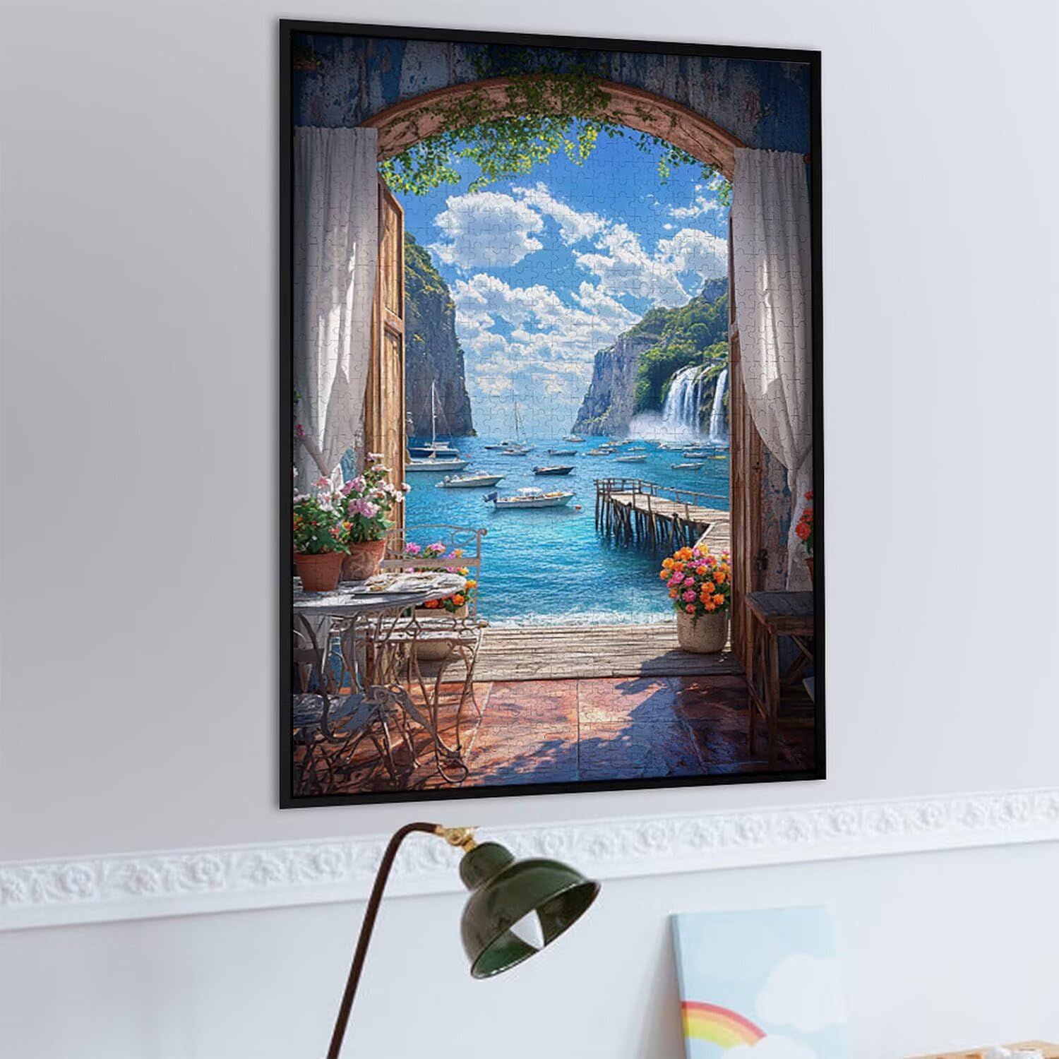 Puzzle dla dorosłych, 5000 elementów, kawiarnia z widokiem na morze, 5000 puzzli dla dorosłych, gra edukacyjna, 158 x 106 cm, odpowiednie do dekompresji i dekoracji ścian pokoju, prezenty j493