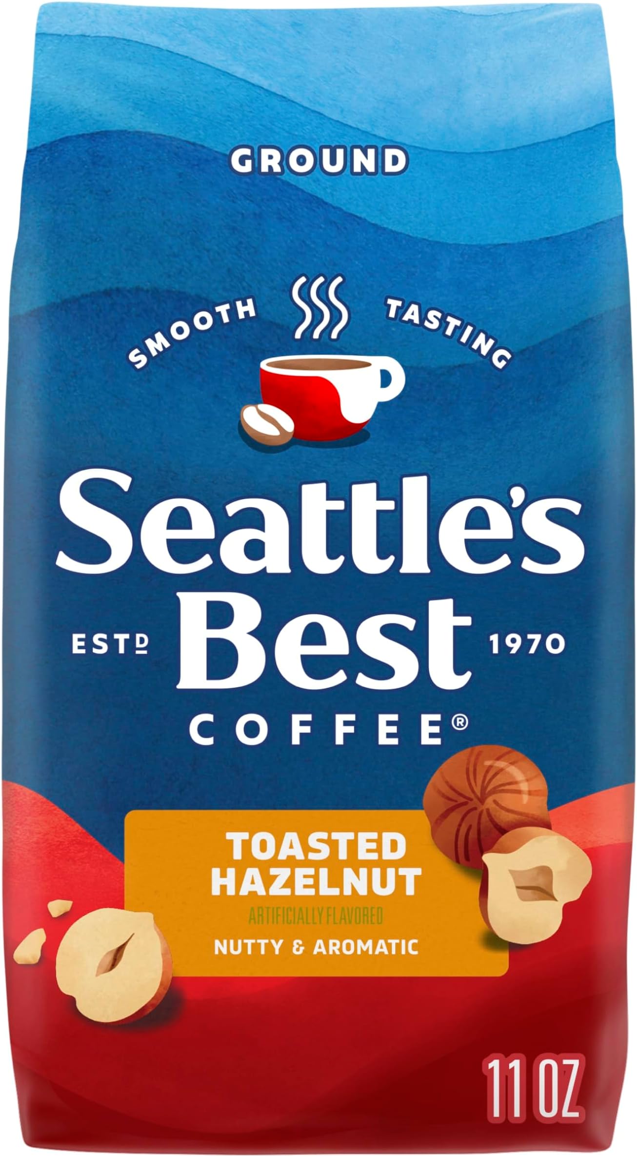 Seattle's Best Coffee Ground Coffee Toasted Hazelnut Flavored, 11 oz Bag