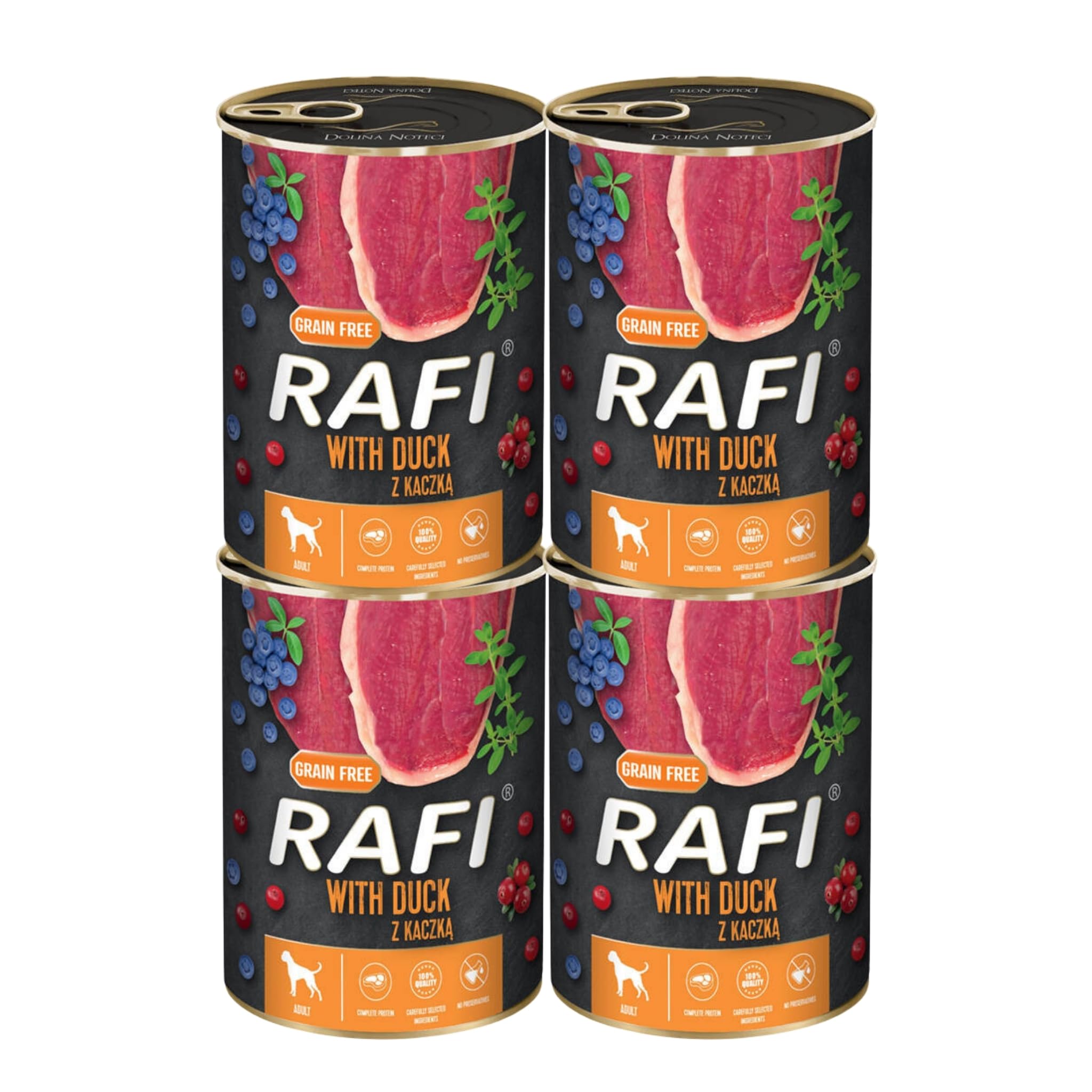 Rafi Complete Adult Wet Dog Food, Duck, 4 x 400g Cans โ image 1