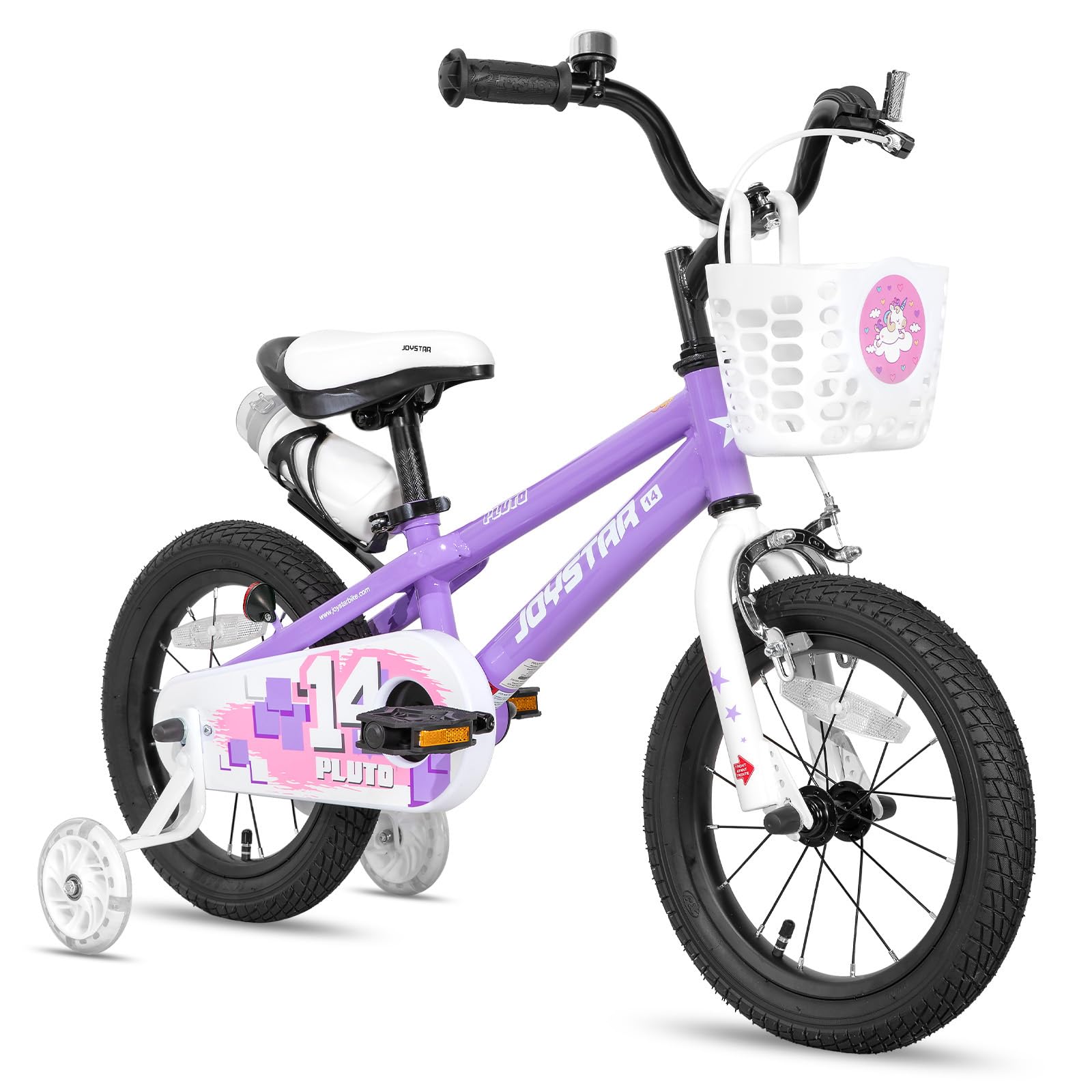 JOYSTAR Pluto 12/14/16/18/20 Zoll Kinderfahrrad für 2-9 Jahre Jungen und Mädchen. Kinderfahrrad mit Stabilisator und Korb.Multicolor