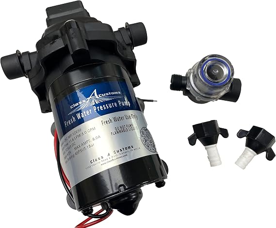 RV Water Pump |12 Volt DC power On Demand RV Pump 12V3 | Camper Trailer Concession Motor Home | 3 GPM | Self Priming | flojet shurflo pump 12 volt pumps
