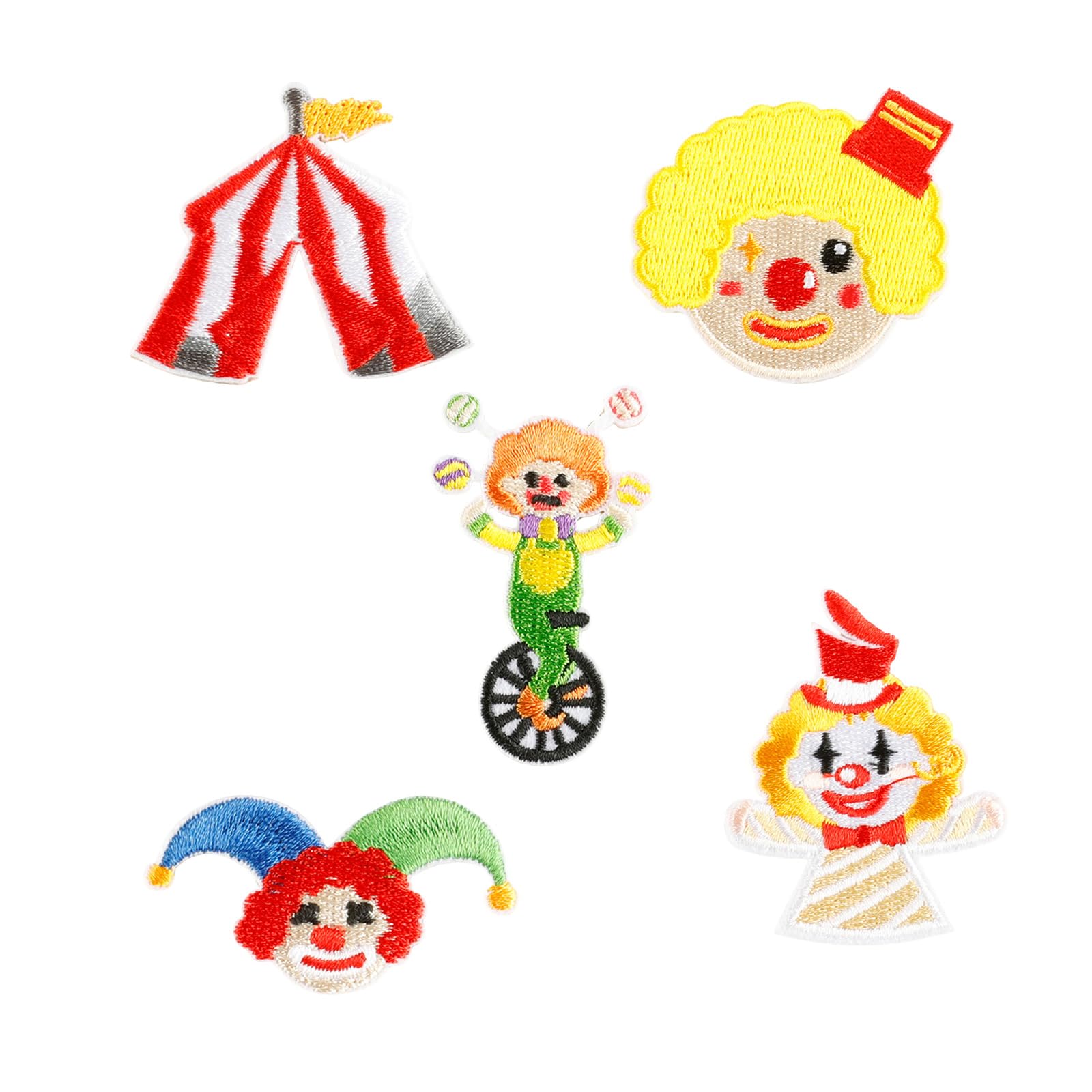 Zwwaazhf Multicolor 5 Pcs Circus Series Applique Patches Lovely Clown Iron On Patches Embroidered Repair Sew On Sewing Iron On