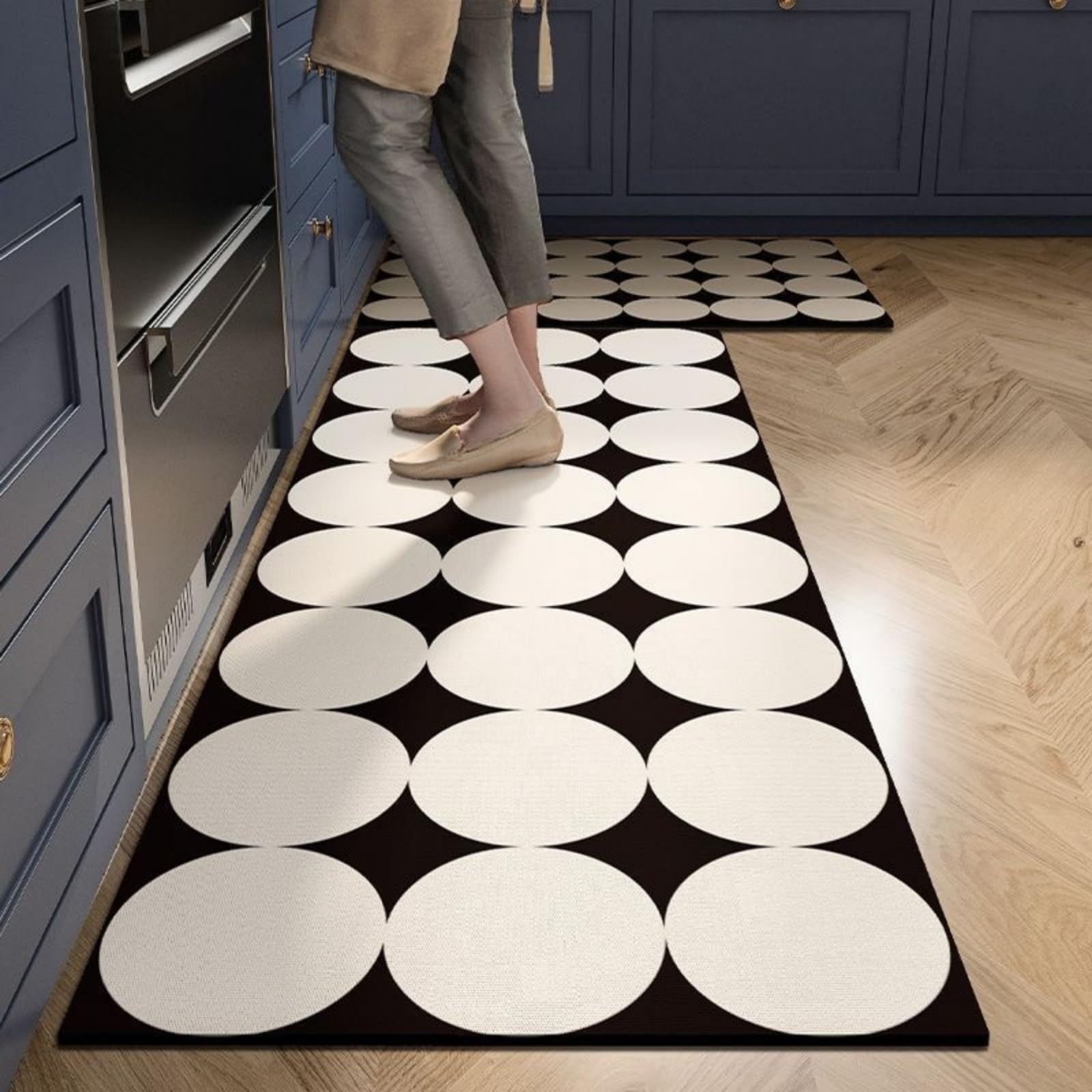 Tapis de cuisine devant évier beige 2 pièces confort pour bureau debout