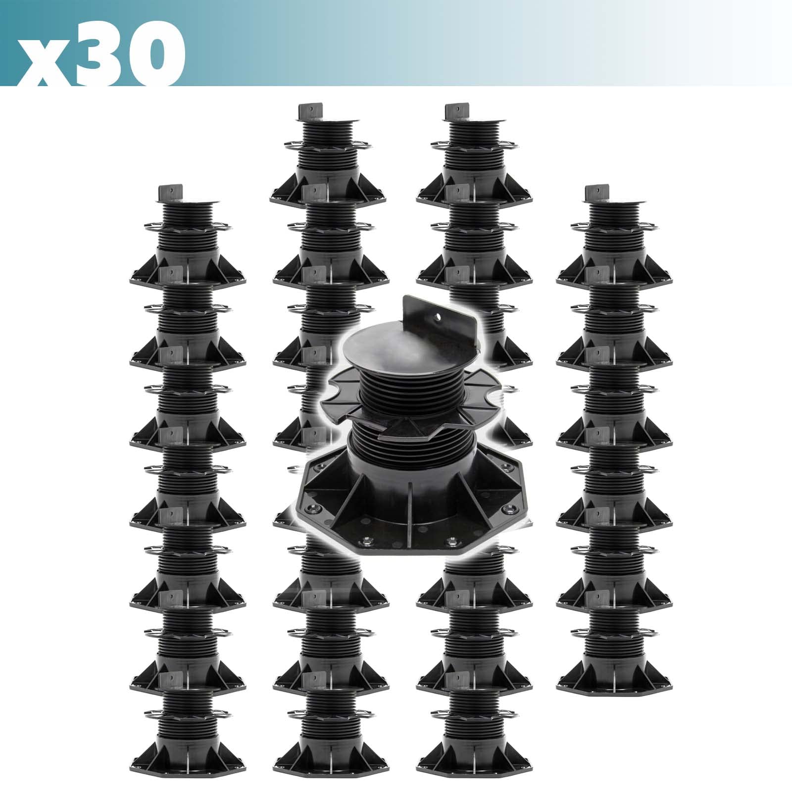 XPOtool Set 30 supporti per pavimenti galleggianti, altezza regolabile 60-128mm Max 2700 kg, Pavimenti Decking